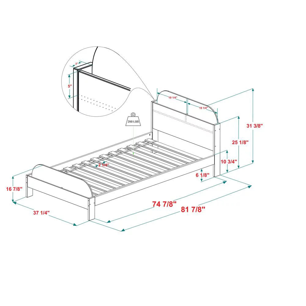 Solid Wood Twin Bookcase Bed - White Q71975