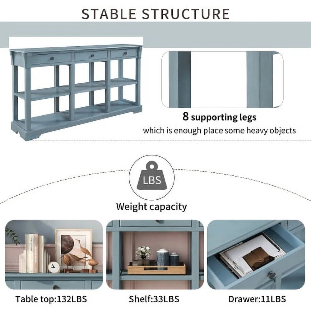 Wood Console Table with Drawers and Open Shelves S847466