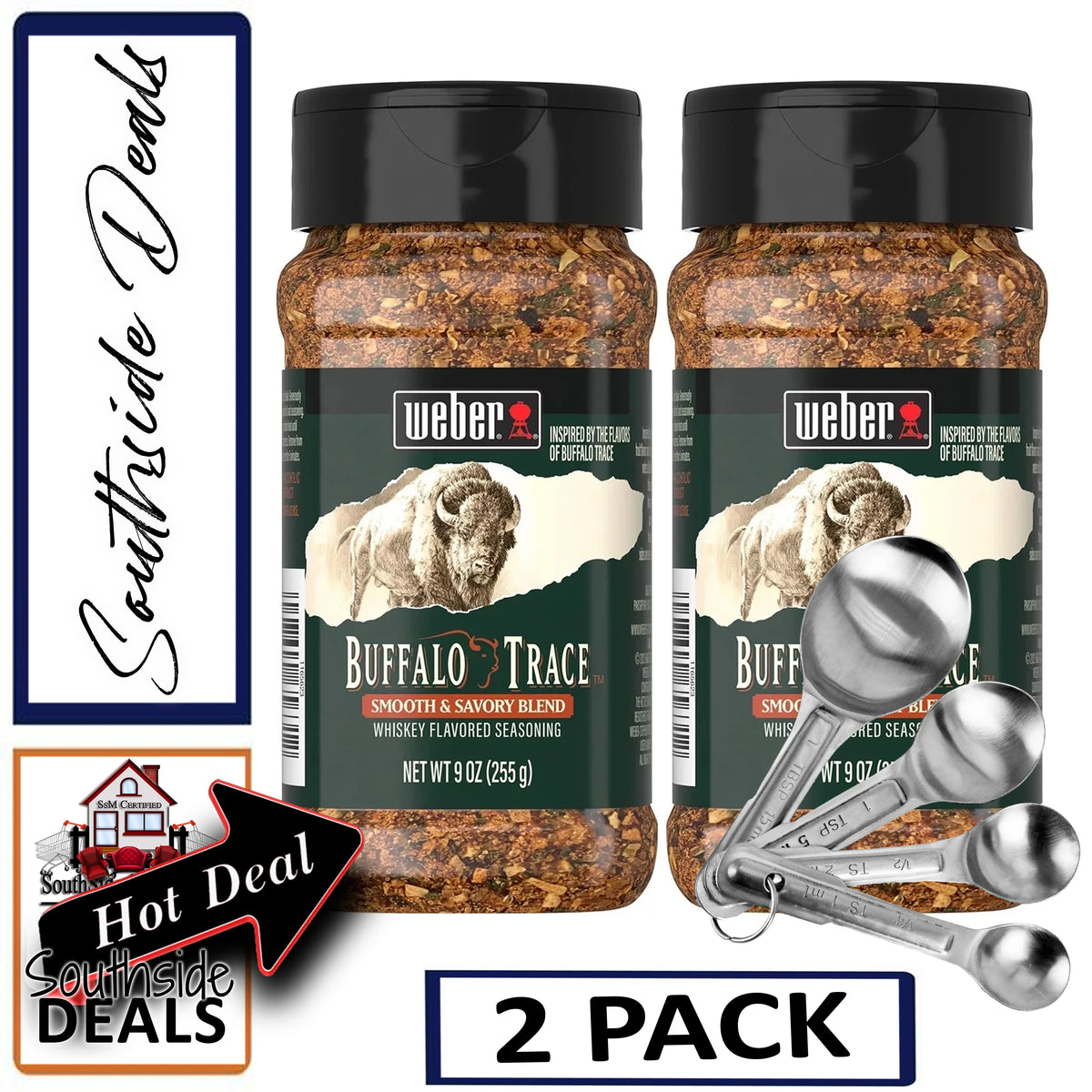 Smooth & Savory Seasoning 9 Ounces 2 Pack with Stainless Steel Measuring Spoons J729096