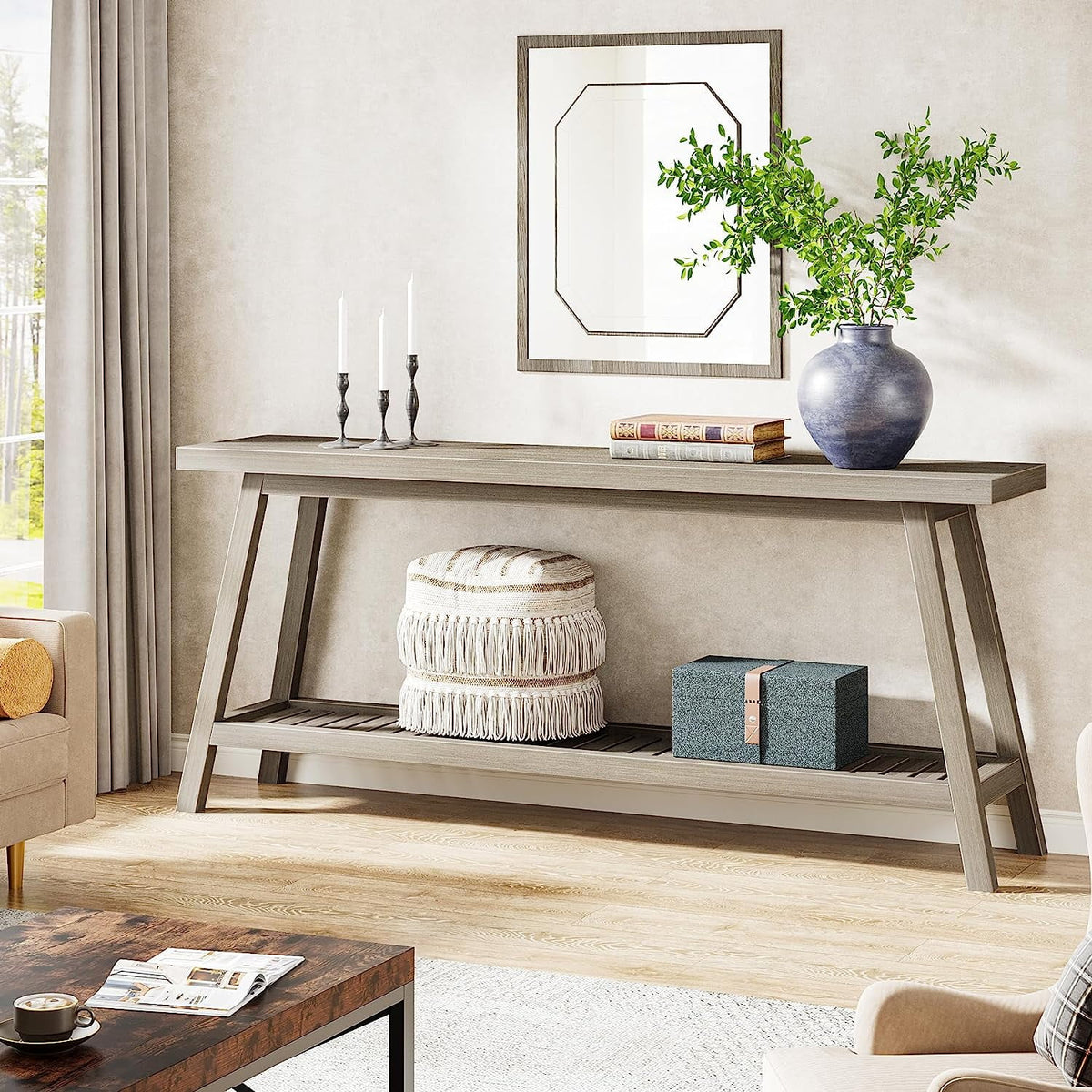 Grey Farmhouse Console Table X85190