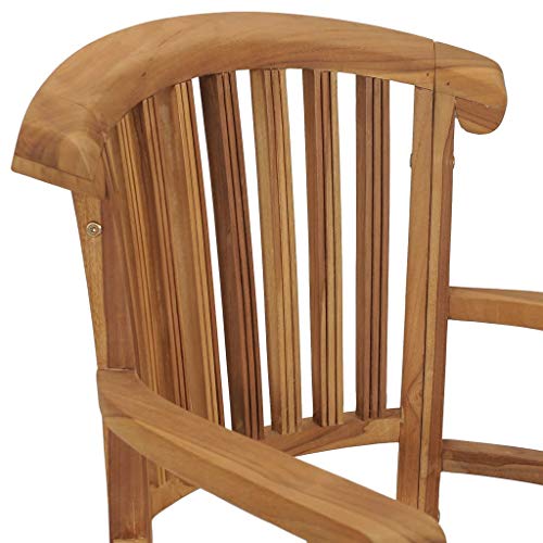 2 pcs Solid Teak Wood Patio Dining Chairs with Backrest and Armrest O15698