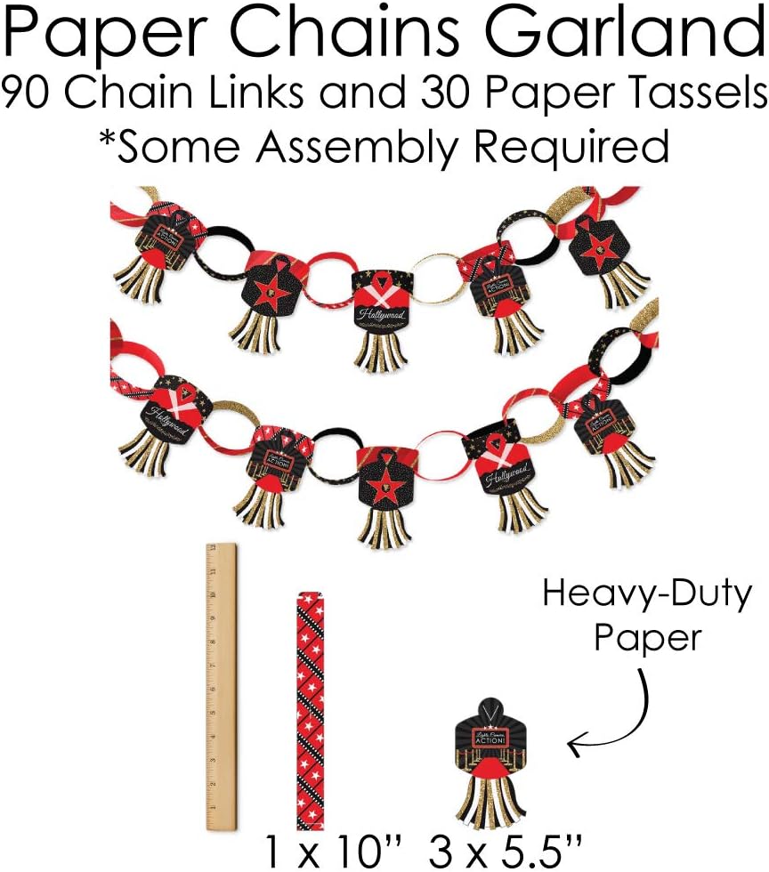 Red Carpet Hollywood Banner and Photo Booth Decorations Party Supplies Kit R6398