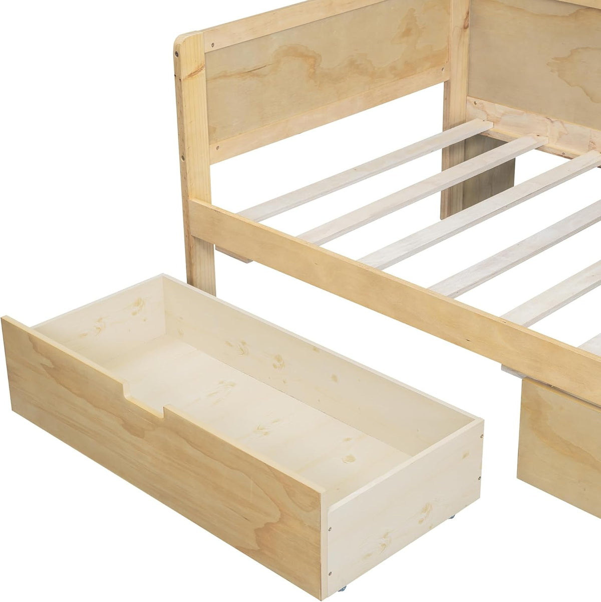 Twin Size Wooden Daybed with Storage Bookshelf, Study Desk and 2 Drawers M507