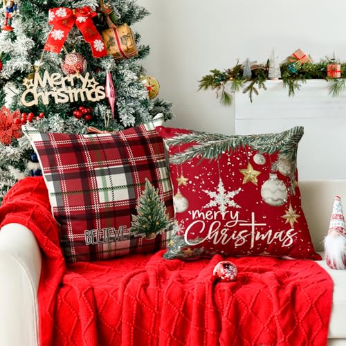 Christmas Throw Pillow Covers 18 x 18 Inch Set of 4 T9253