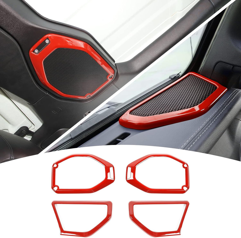 4PCS Car Roof Speaker & A Pillar Speaker Cover Trim Interior Accessories (Pink) K756392