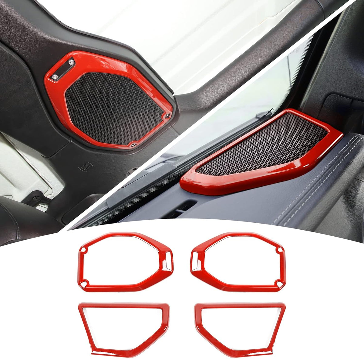 4PCS Car Roof Speaker & A Pillar Speaker Cover Trim Interior Accessories (Pink) K756392