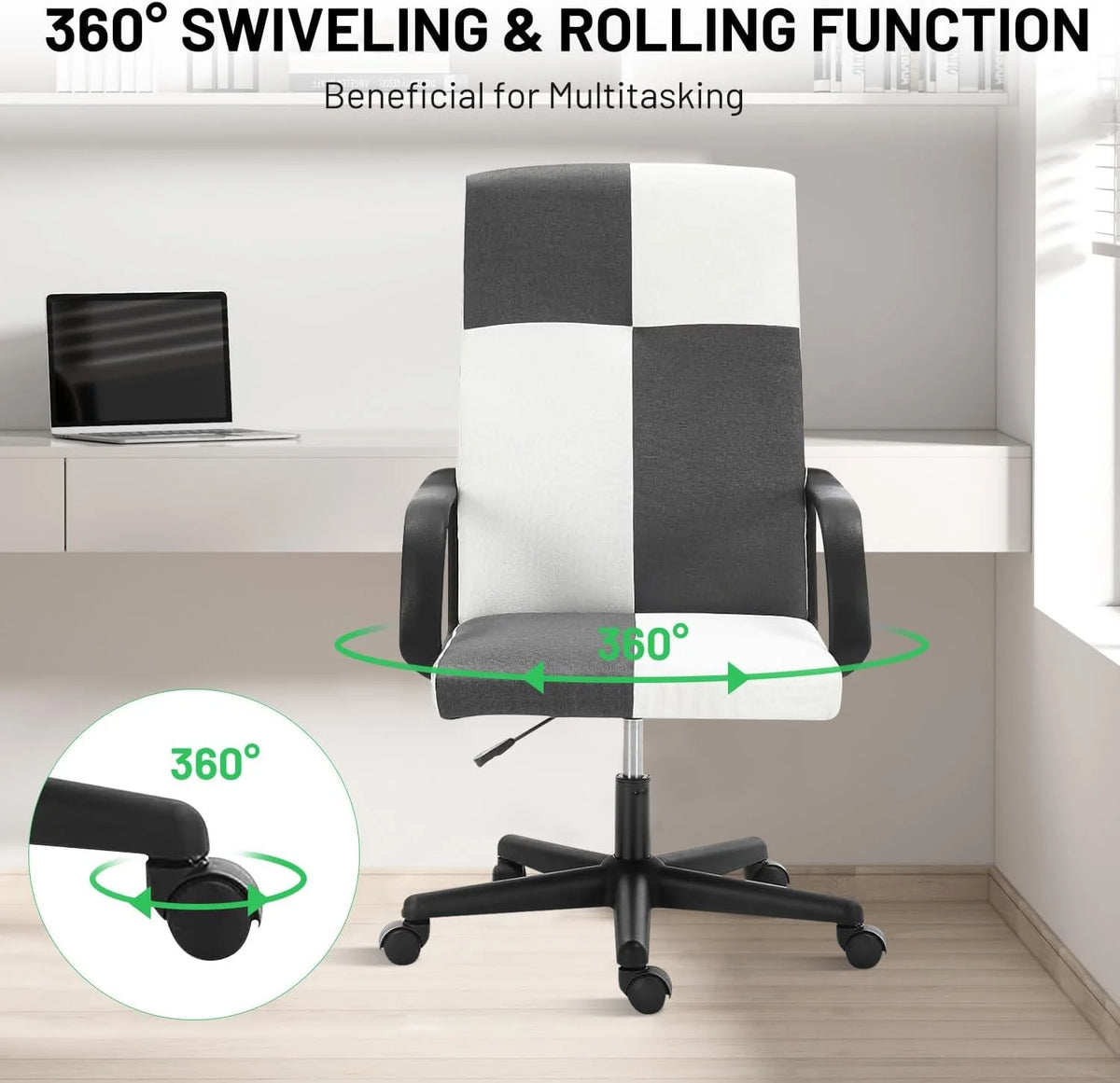 Ergonomic High Back PU Leather Swivel Rolling Office Chair with Flip-up Armrests T8855