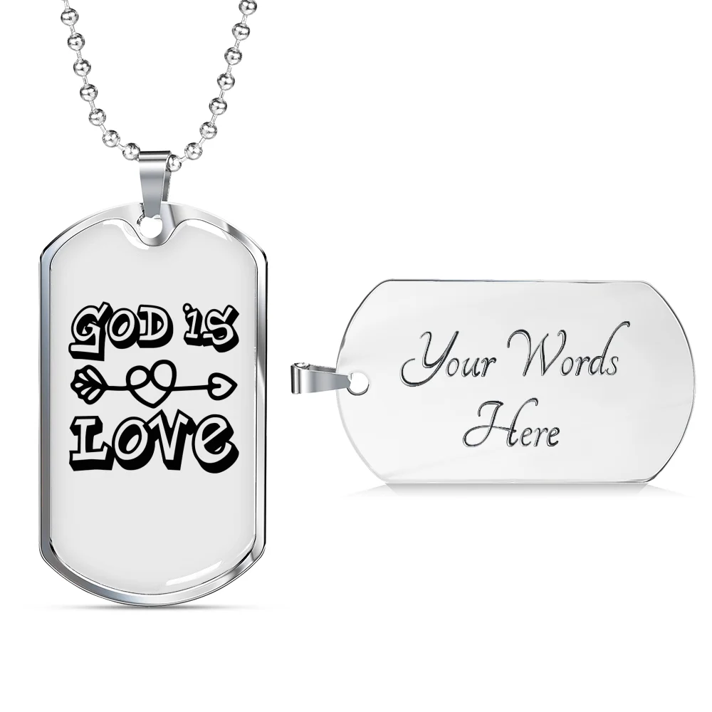 Stainless Steel or 18k Gold Dog Tag Necklace with 24" Chain E69929