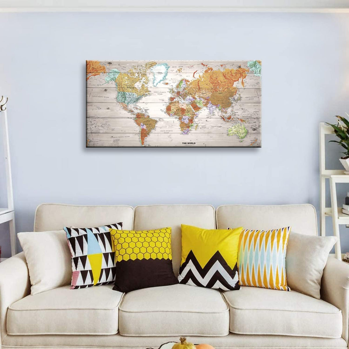 Vintage World Map Canvas Wall Art 20x40 N92400