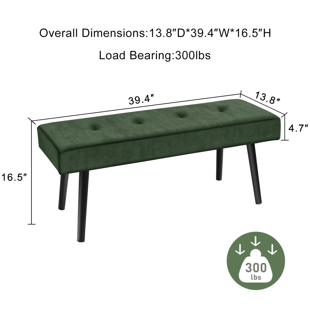 Modern Entryway Bench Corduroy Seat Green T238