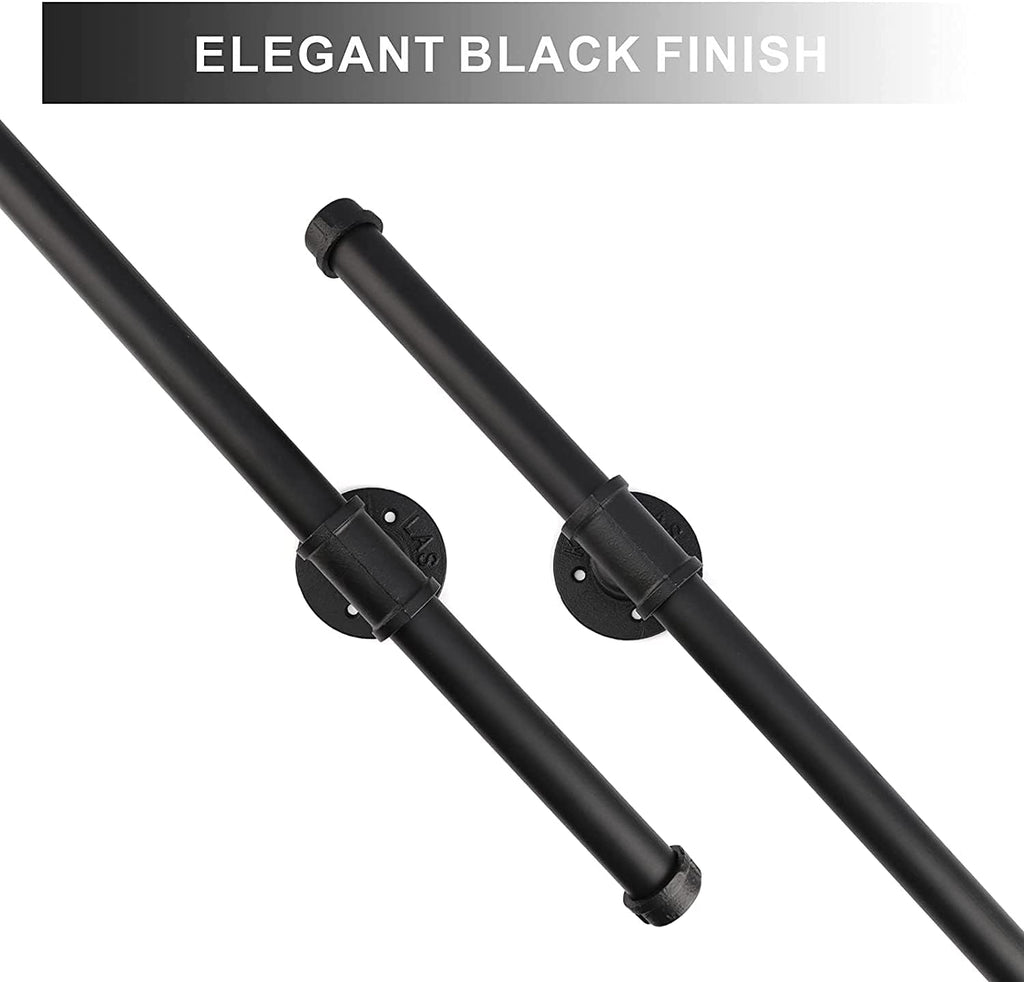 Black Metal Galvanized Steel Staircase Handrail with 4 Wall Mount Support S716840