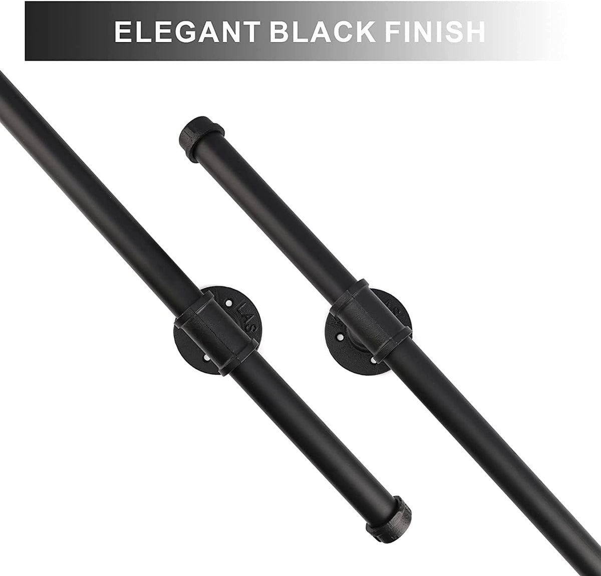Black Metal Galvanized Steel Staircase Handrail with 4 Wall Mount Support S716840