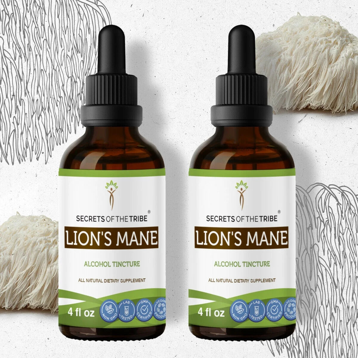 Organic Lion's Mane Dried Mushroom Alcohol Extract 2x4 oz L870687