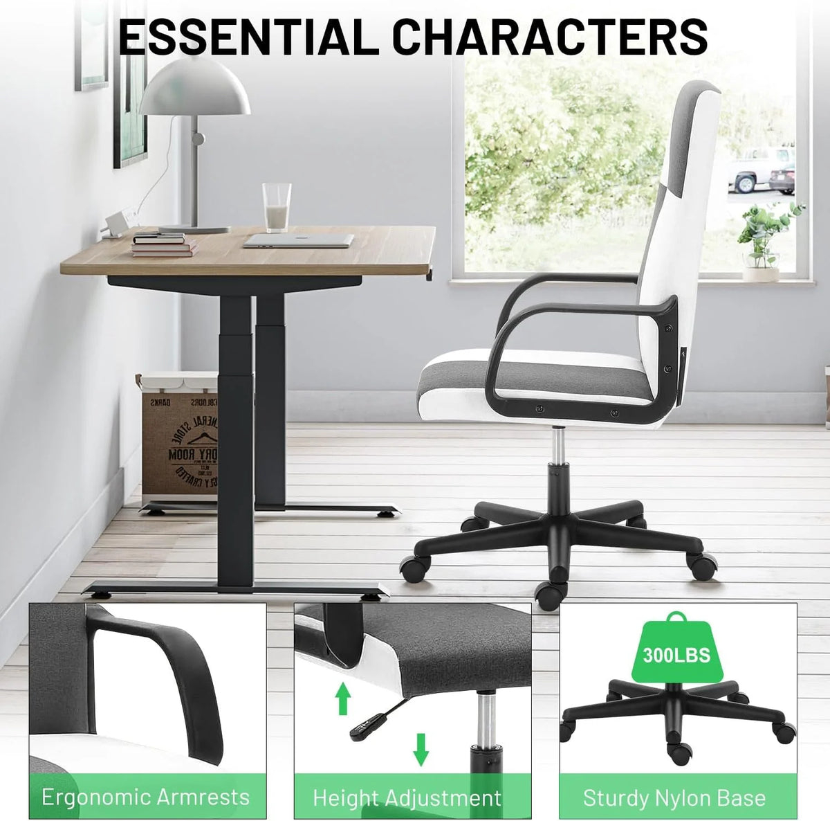 Ergonomic High Back PU Leather Swivel Rolling Office Chair with Flip-up Armrests T8855