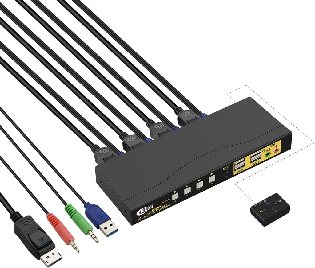 4Kx2K@60Hz DP 1.2 Dual Port Displayport KVM Switch with Audio and Cables X792
