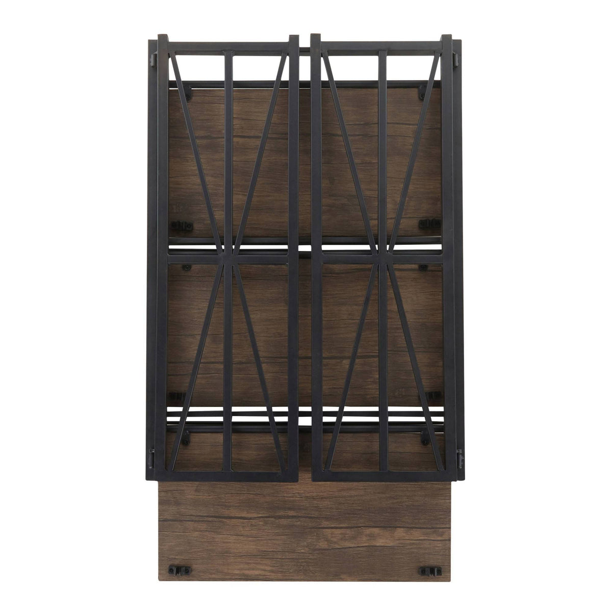 Brown Wood Black Metal Bookcase E8698