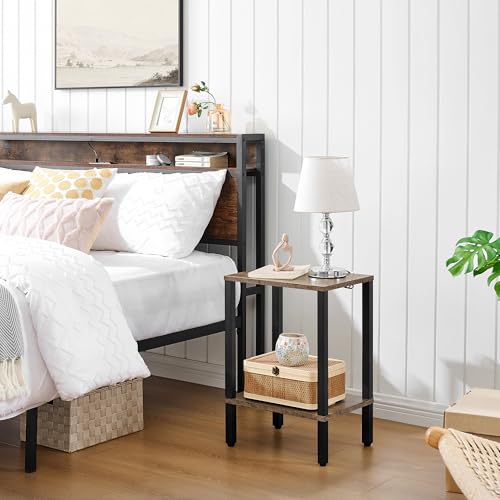 Rustic Brown and Black 2-Tier Narrow Side Table K802