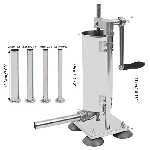 Stainless Steel 3L 6LBS Vertical Meat Sausage Stuffer Machine with 8 Stuffing Tubes P8759