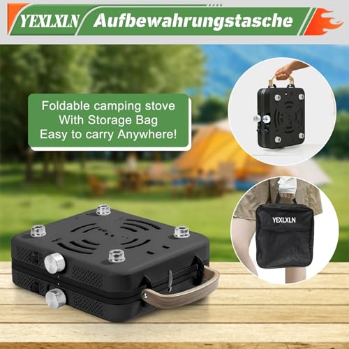 2-Burner Foldable Propane Camp Stove with Griddle and Carrying Bag Y768