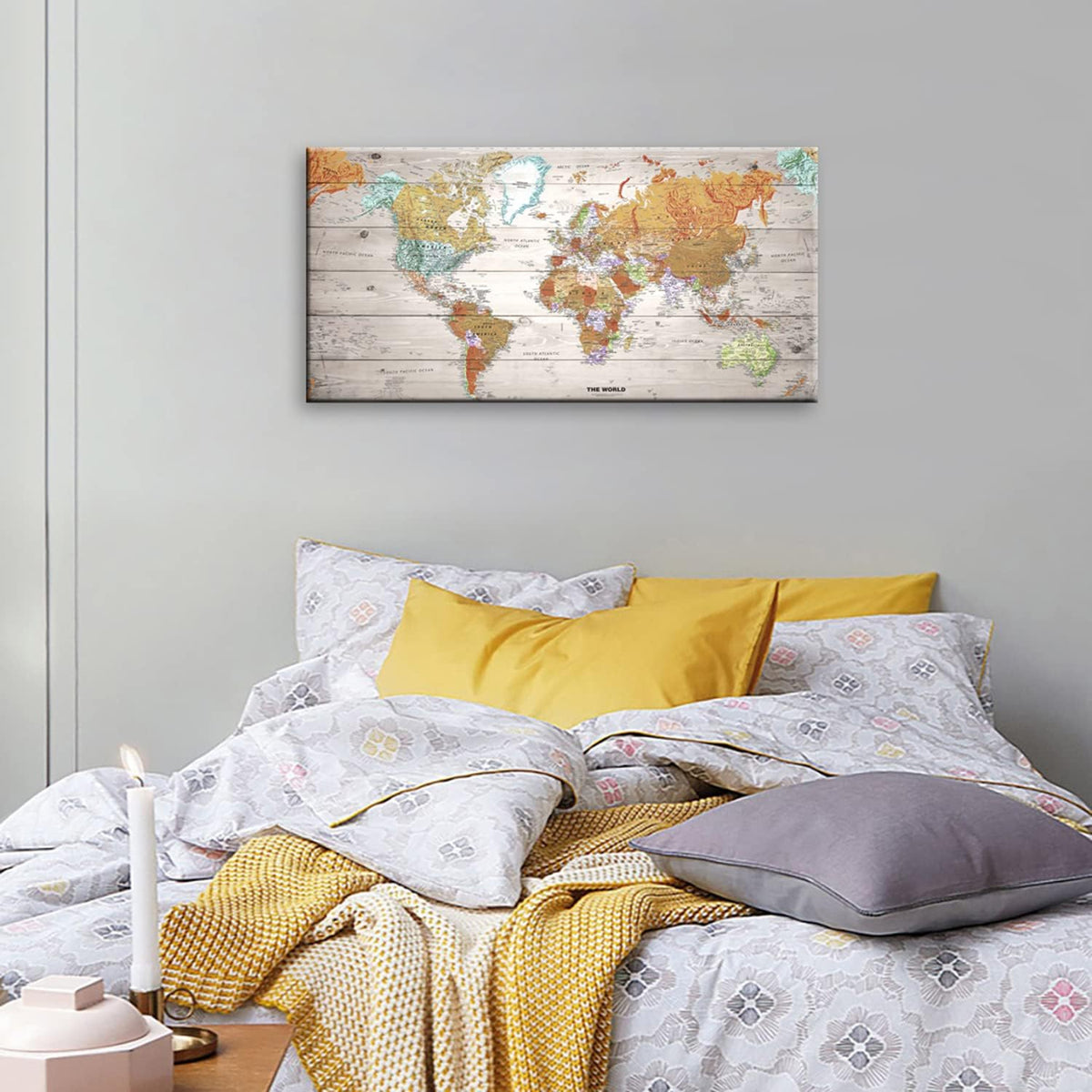 Vintage World Map Canvas Wall Art 20x40 N92400