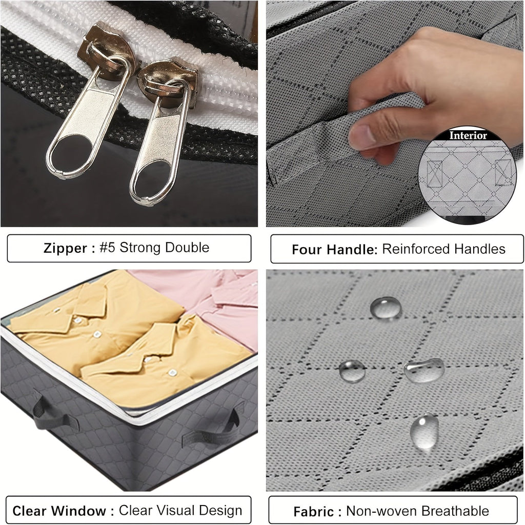 4 Pack Large Capacity Foldable Fabric Storage Containers with Clear Window L313717