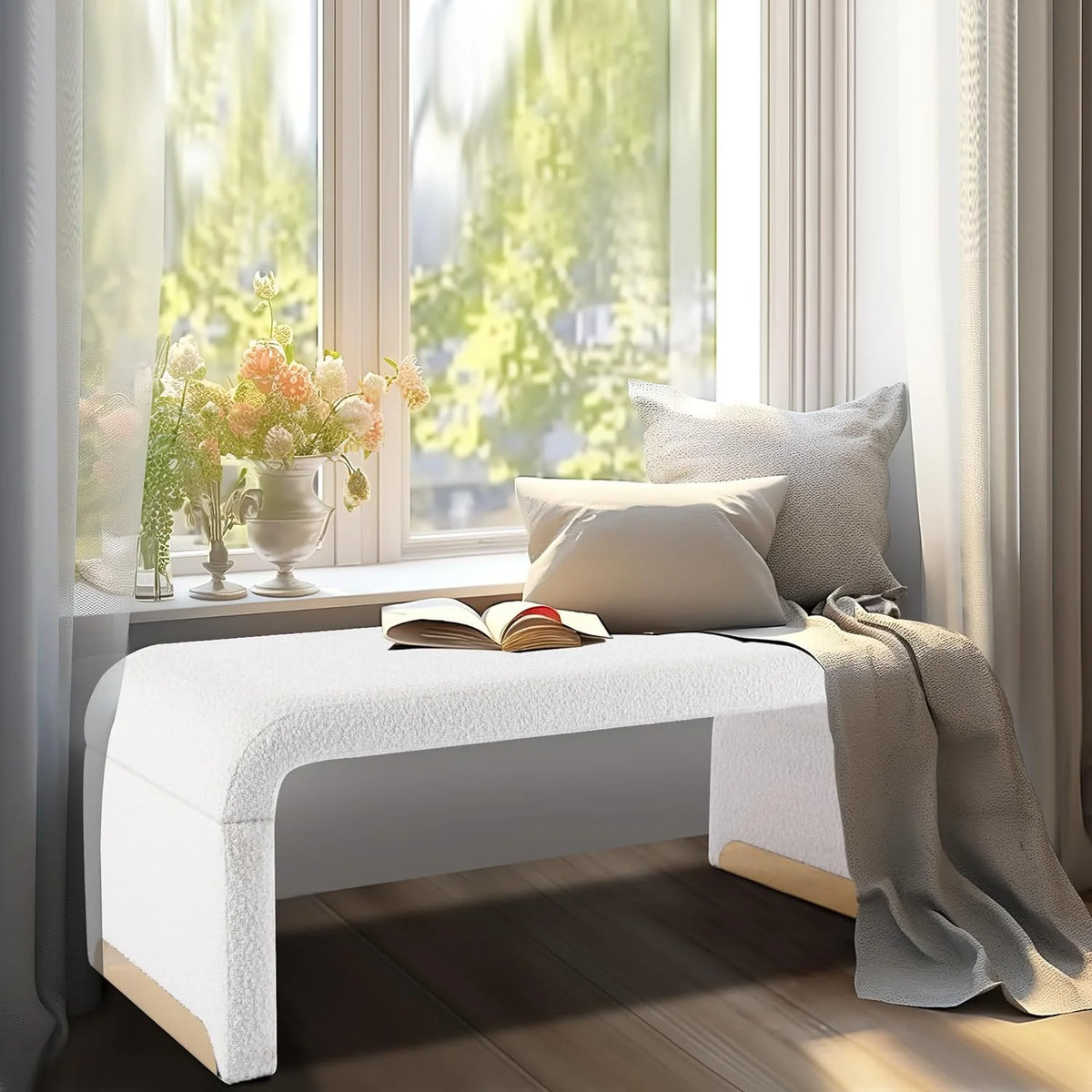 White Entryway Bench I394
