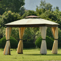 10' X 10' Outdoor Gazebo Tent with Metal Frame, khaki N7952