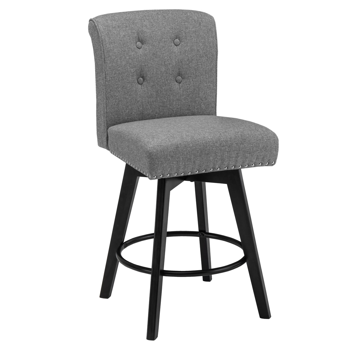 26" Swivel Counter Height Bar Stools Set of 2 Gray O641262