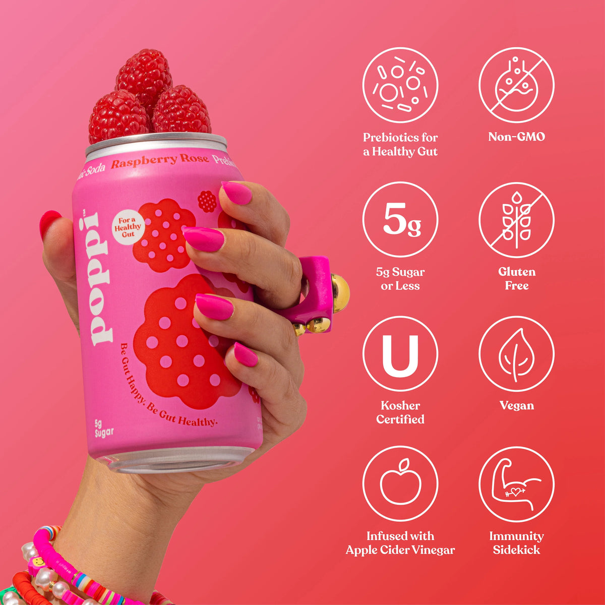 Prebiotic Soda, Raspberry Rose, 12 fl oz O5627