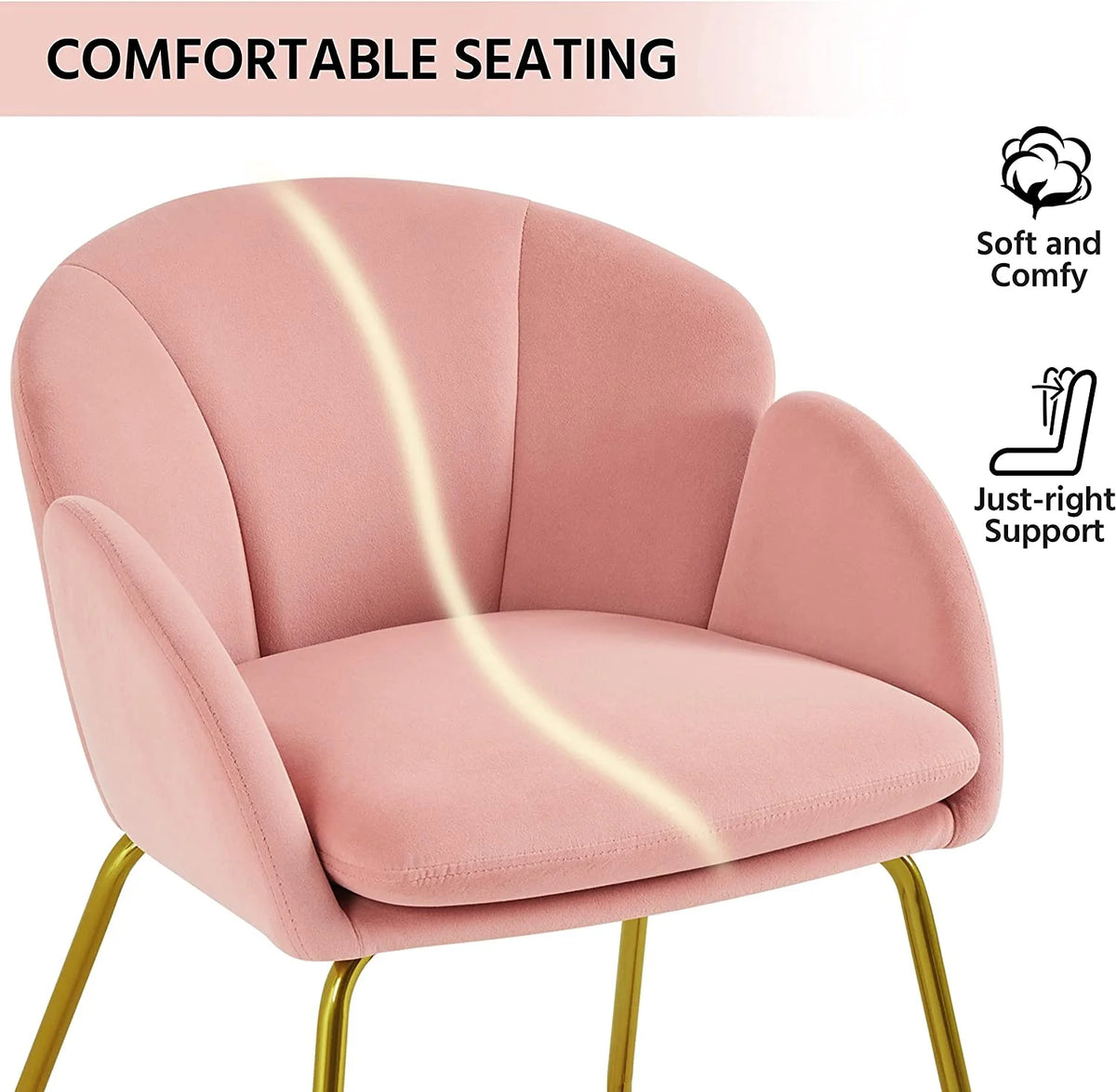 Flower Velvet Barrel Chair with Golden Metal Legs Q830
