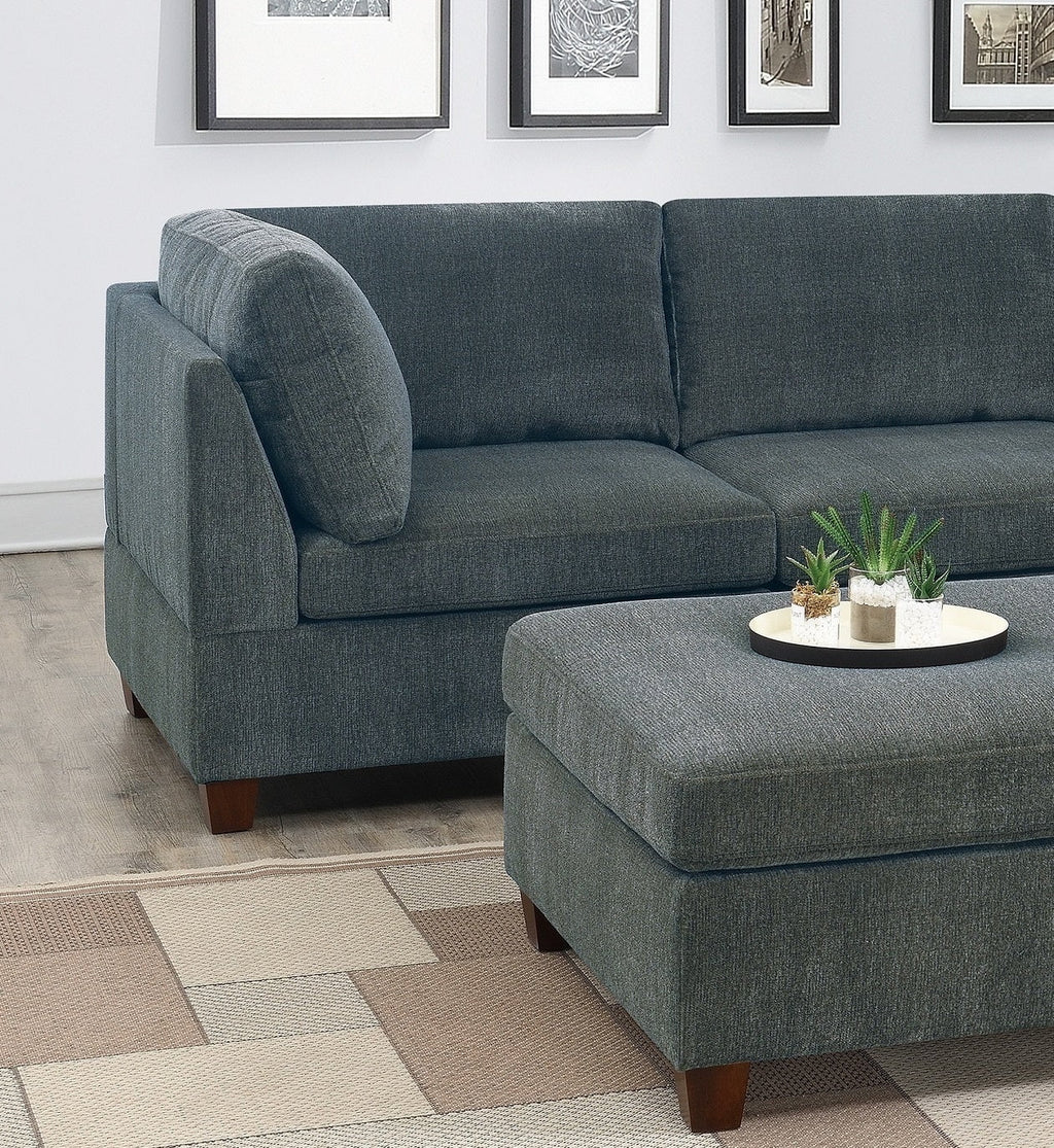 Grey Chenille Modular Sectional 6pc Set L44380