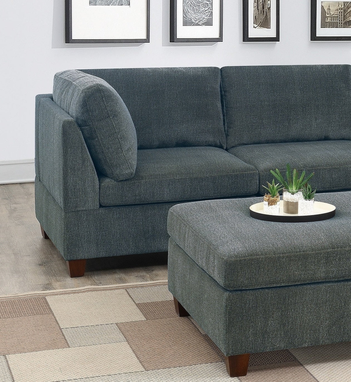 Grey Chenille Modular Sectional 6pc Set L44380