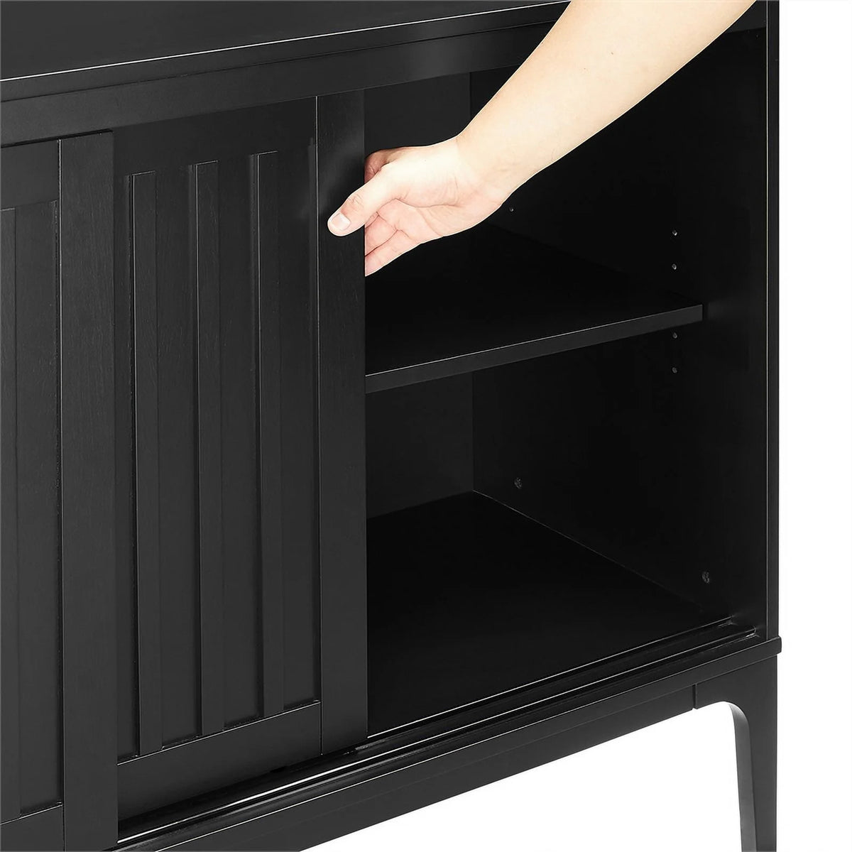 Matte Black Particle Board Wood Sideboard V43905