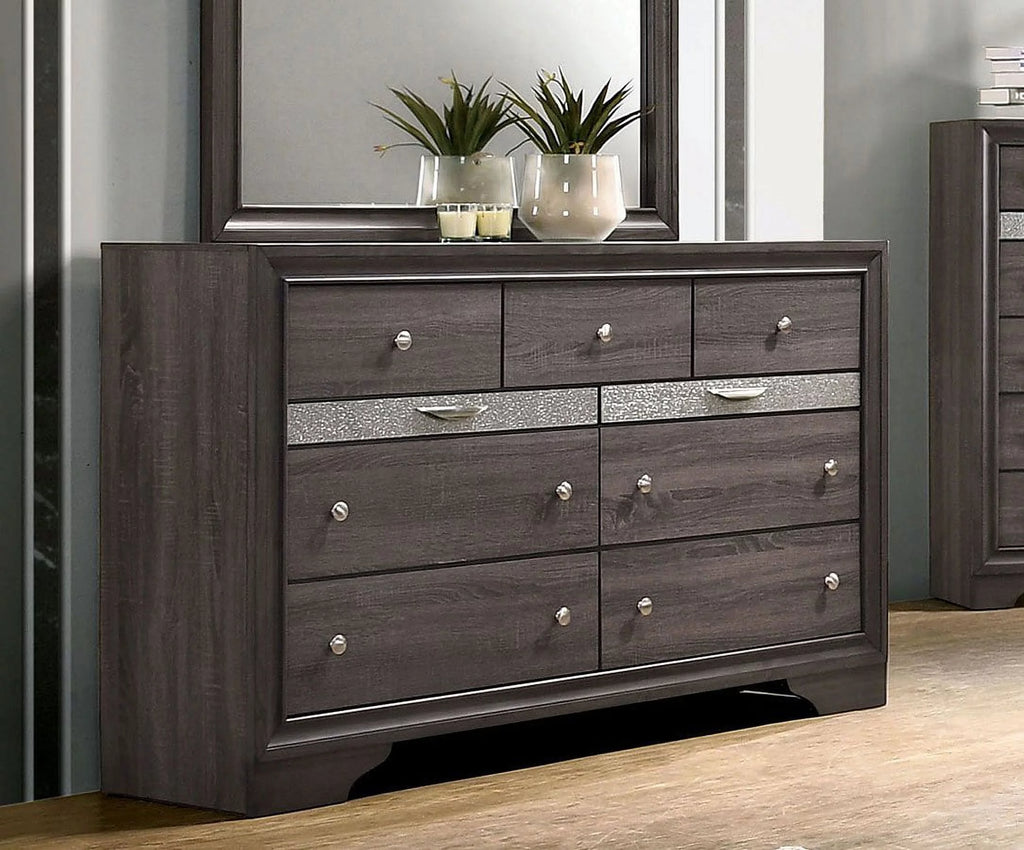Gray Queen Size Solid Wood Bedroom Furniture 4pc Set L634