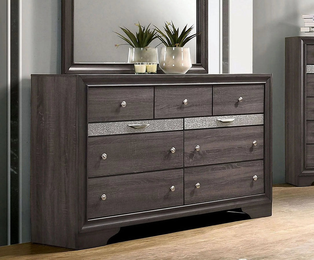 Gray Queen Size Solid Wood Bedroom Furniture 4pc Set L634