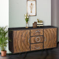 Recycled Mango Wood and Metal Buffet with 3 Drawers and 2 Doors W322947