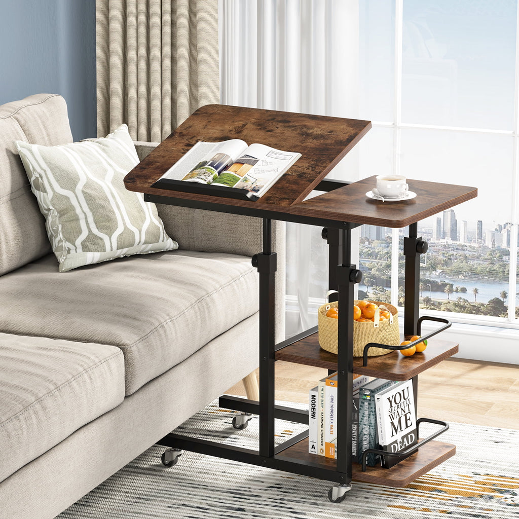Height Adjustable C Table with Storage and Tiltable Drawing Board A644