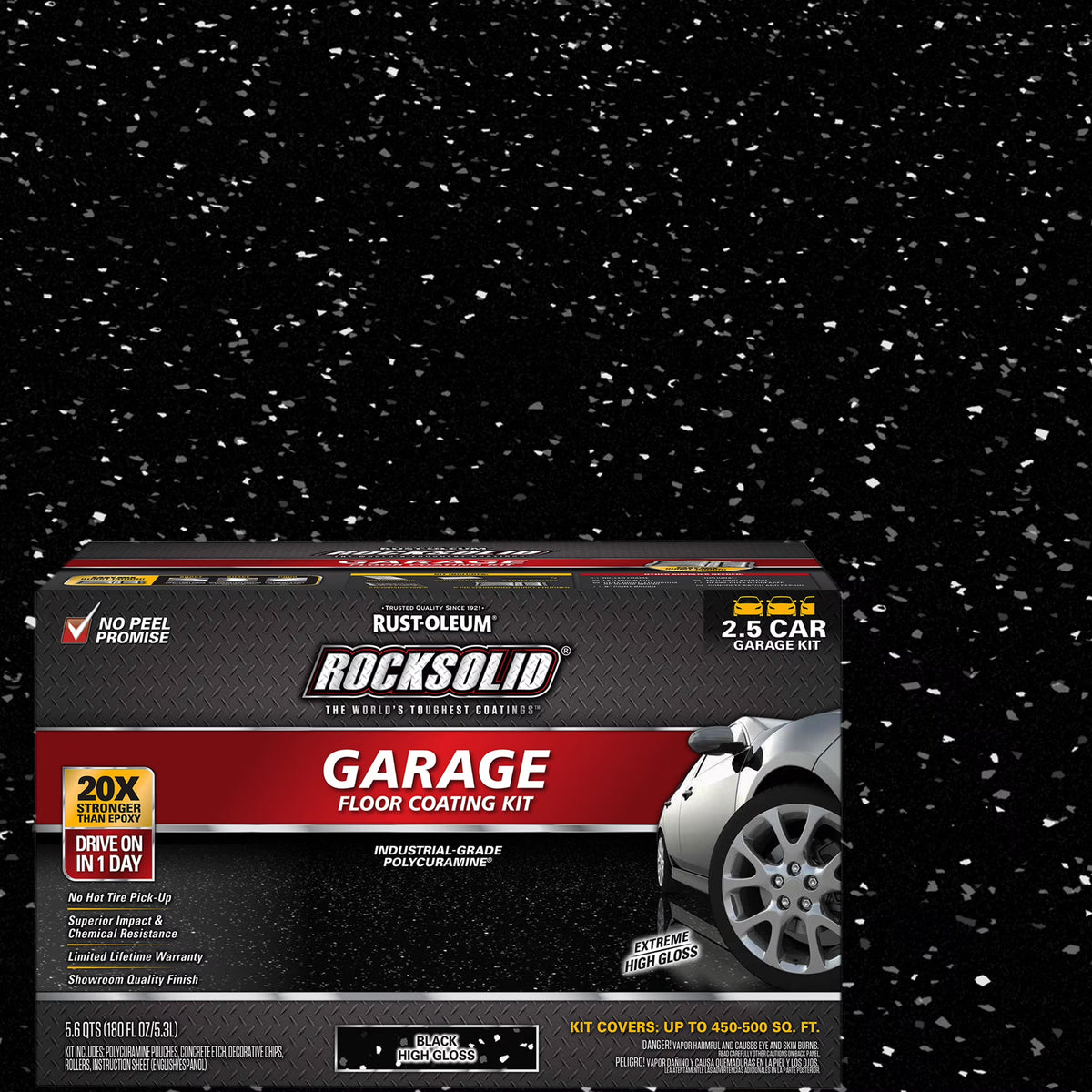 Black High Gloss 2.5-Car Garage Floor Coating Kit F96440