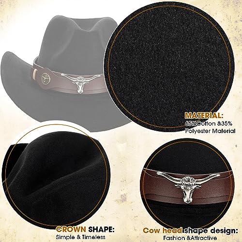 4 Pcs Felt Wide Brim Cowboy Hat L37945