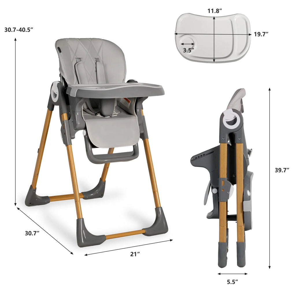 Foldable High Chair with Detachable Double Trays X493843