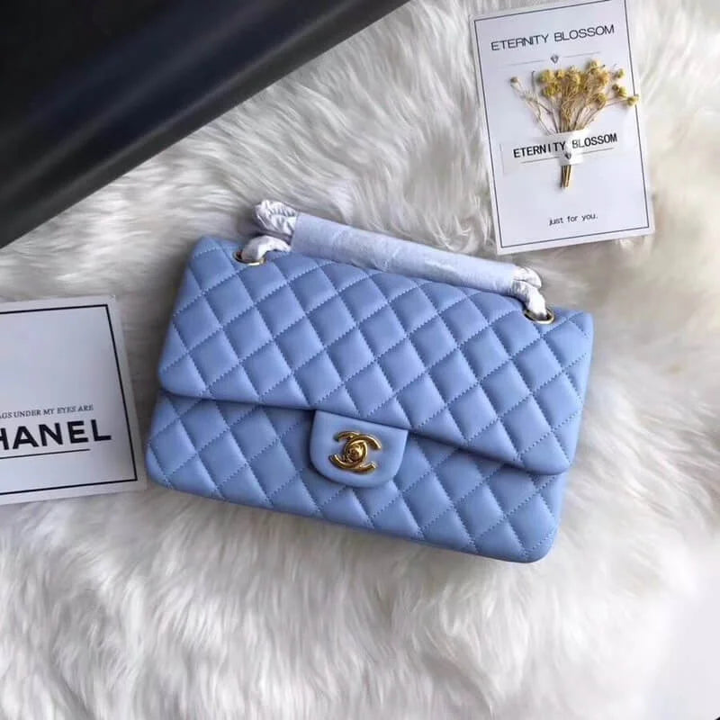 Blue Lambskin Leather Flap Bag O102