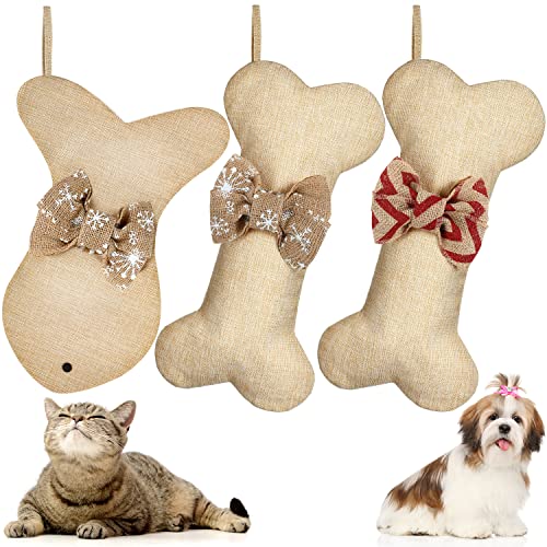 2 Pcs Dog Christmas Stocking with Bow Knot Y5735