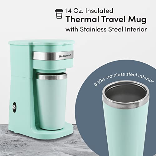 Black Compact Single-Serve Coffee Maker with 14Oz. Stainless Steel Travel Mug H69520