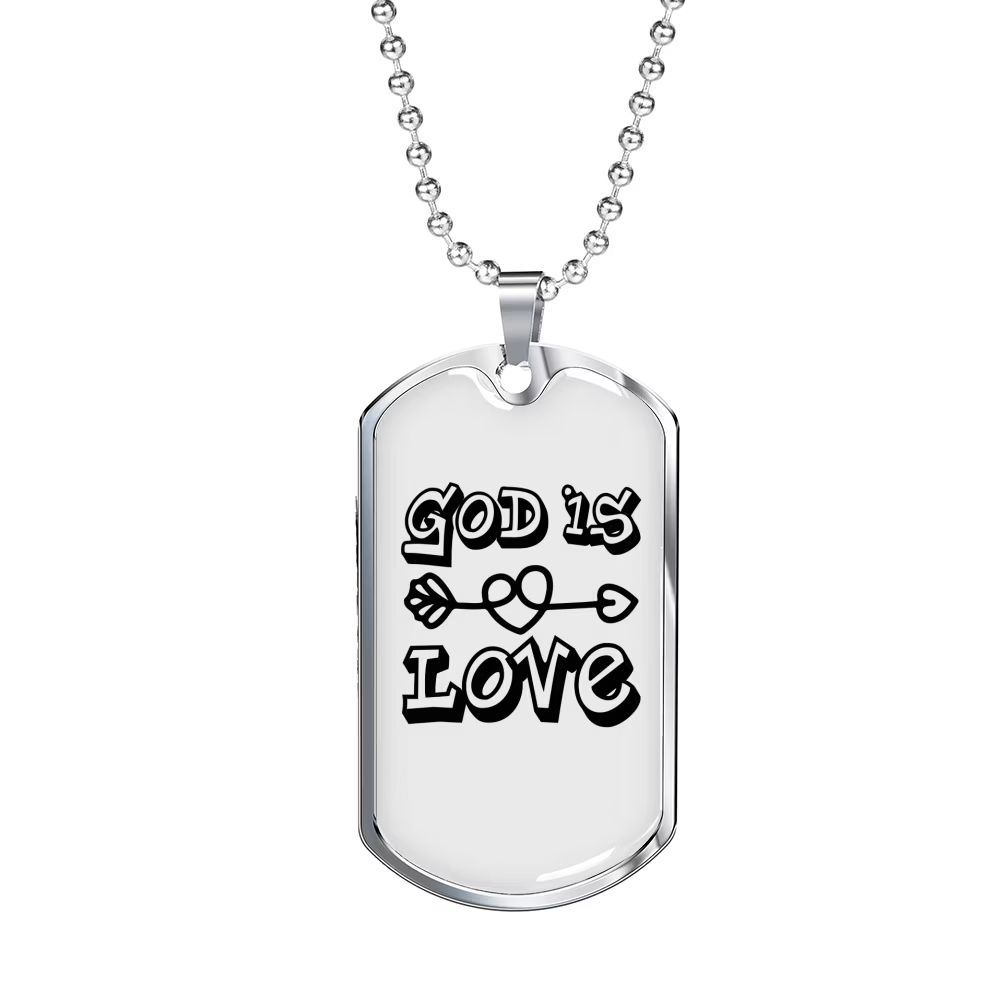 Stainless Steel or 18k Gold Dog Tag Necklace with 24" Chain E69929