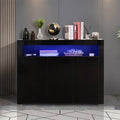 Black 3 Door Sideboard with LED Lights H4004