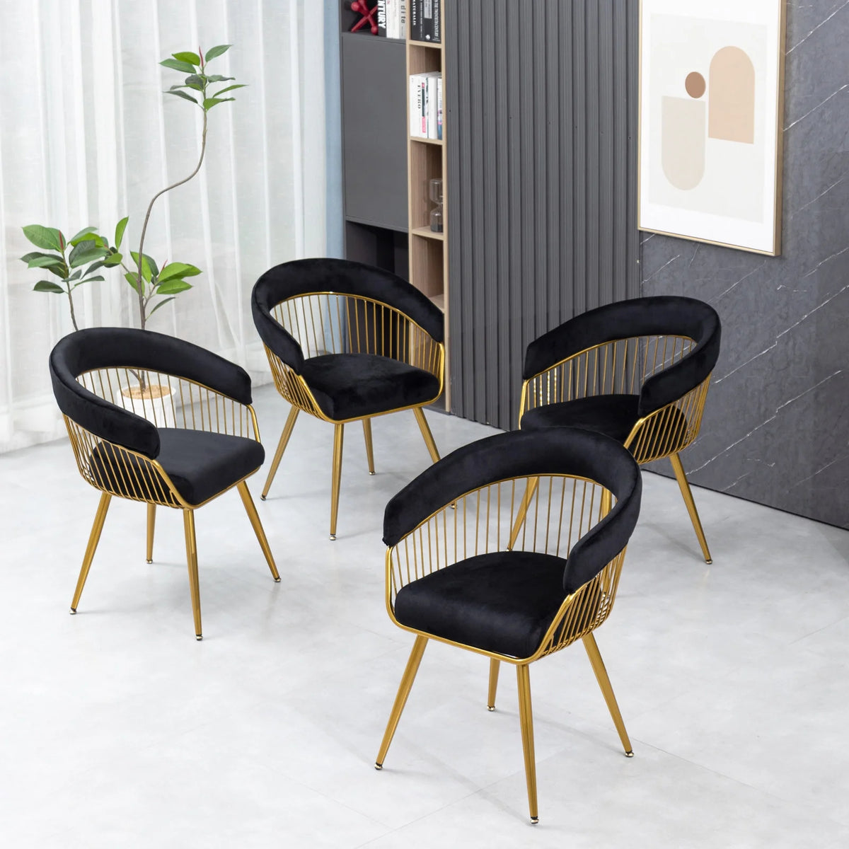 Set of 2 Black Velvet Dining Chairs G460869