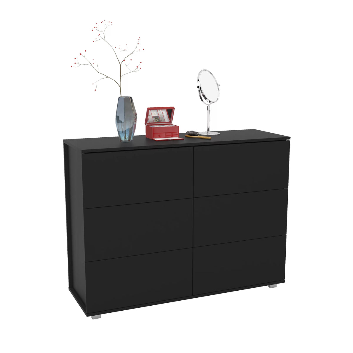 White 6 Drawer Wood Double Dresser Z173