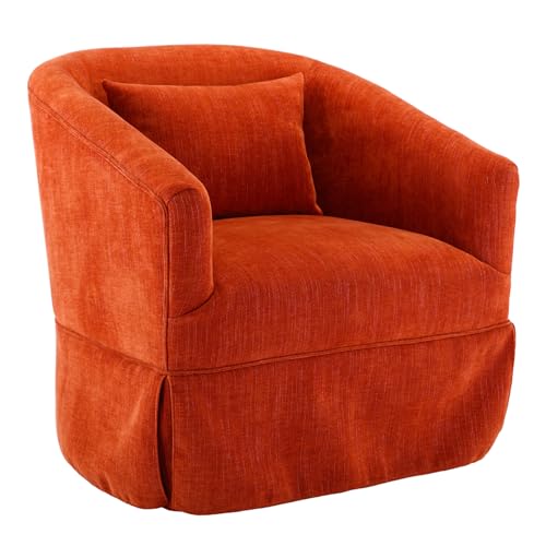 Blue Swivel Accent Armchair with Skirt and Metal Base U8516