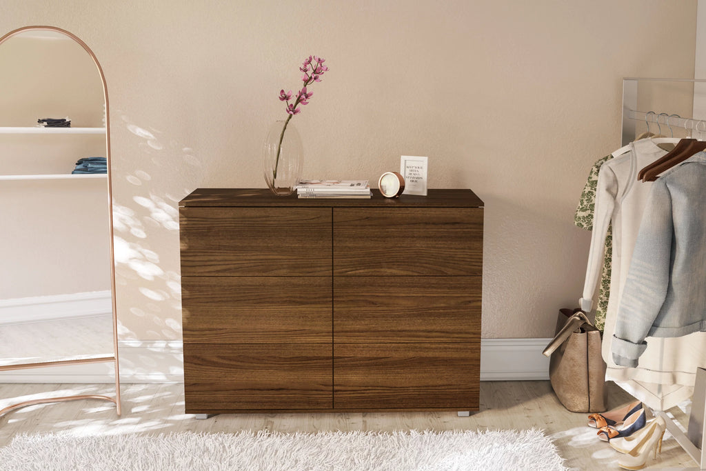 White 6 Drawer Wood Double Dresser Z173