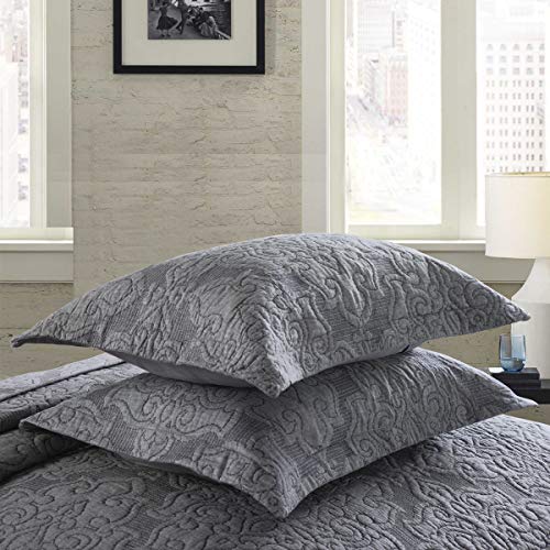 Oversized King 3-Piece Cotton Reversible Embroidered Quilted Bedding Set with Shams Y876239